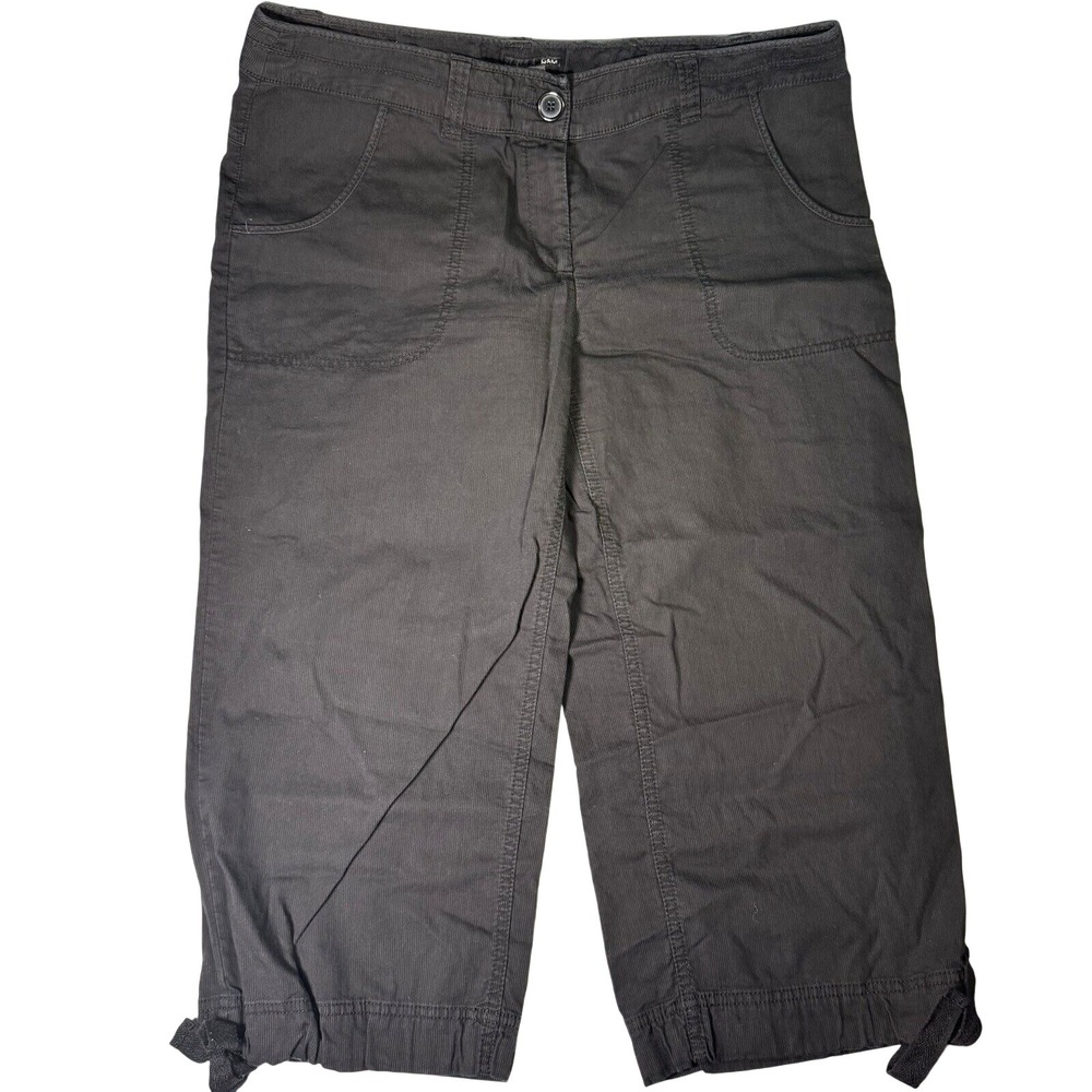 H&M Capri Pants Womens 12 Black Crop Cinch Leg Mid Rise Casual Spring Summer